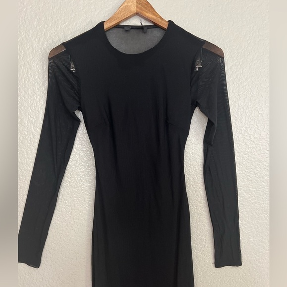 NWOT Pristine Poise Black Mesh Cutout Long Sleeve Maxi Dress - Picture 5 of 7